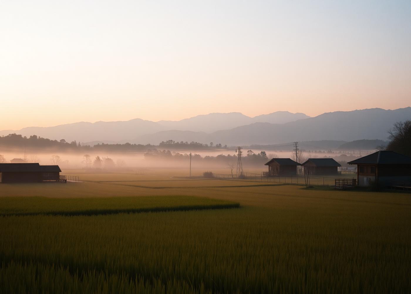 Vallée japonaise à l'aube